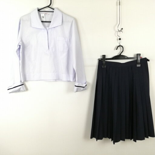ブラウス スカート 上下2点セット 大きいサイズ 中間服 女子 学生服 中学 高校 白 制服 中古 ランクC EY2330 ブラウス スカート 上下2点セット 大きいサイズ 中間服 女子 学生服 中学 高校 白 制服 中古 ランクC EY2330