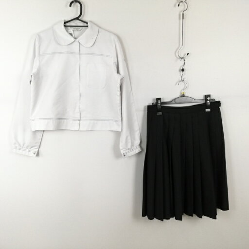 ブラウス スカート 上下2点セット M 大きいサイズ 中間服 女子 学生服 鹿児島西紫原中学 白 制服 中古 ランクC EY2332 ブラウス スカート 上下2点セット M 大きいサイズ 中間服 女子 学生服 鹿児島西紫原中学 白 制服 中古 ランクC EY2332