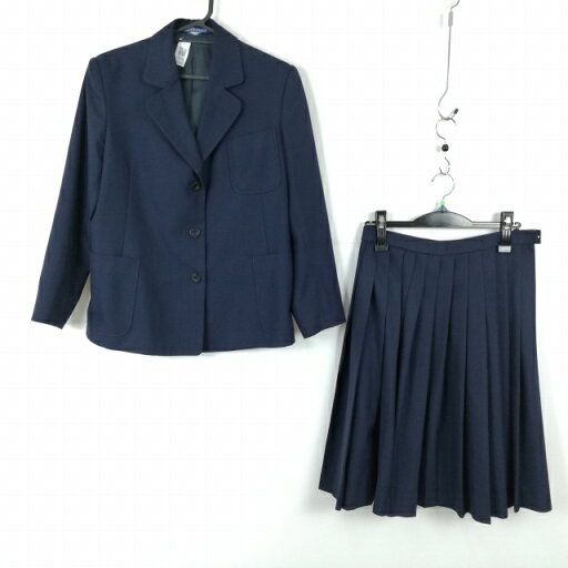 ブレザー スカート 上下2点セット 冬物 女子 学生服 中学 高校 紺 制服 中古 ランクC EY2335 ブレザー スカート 上下2点セット 冬物 女子 学生服 中学 高校 紺 制服 中古 ランクC EY2335