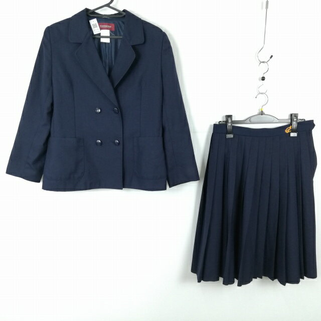 ブレザー スカート 上下2点セット トンボ 冬物 女子 学生服 中学 高校 紺 制服 中古 ランクB EY2336