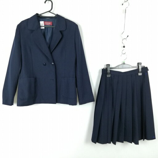 ブレザー スカート 上下2点セット トンボ 冬物 女子 学生服 中学 高校 紺 制服 中古 ランクC EY2337 ブレザー スカート 上下2点セット トンボ 冬物 女子 学生服 中学 高校 紺 制服 中古 ランクC EY2337