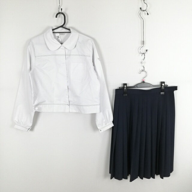 ブラウス スカート 上下2点セット M 中間服 女子 学生服 鹿児島西紫原中学 白 制服 中古 ランクC EY2444