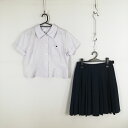 ブラウス スカート 上下2点セット L 大きいサイズ 夏物 女子 学生服 中学 高校 白 制服 中古 ランクC EY2446