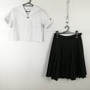 セーラー服 スカート 上下2点セット カンコー 夏物 女子 学生服 鹿児島玉龍中学高校 白 制服 中古 ランクC EY2450