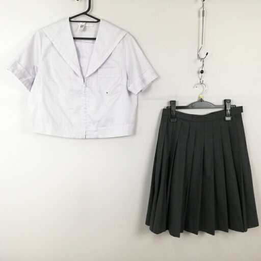 セーラー服 スカート 上下2点セット 大きいサイズ 夏物 白3本線 女子 学生服 中学 高校 白 制服 中古 ランクC EY2453 セーラー服 スカート 上下2点セット 大きいサイズ 夏物 白3本線 女子 学生服 中学 高校 白 制服 中古 ランクC EY2453