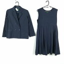 ブレザー ジャンパースカート 上下2点セット 冬物 女子 学生服 中学 高校 紺 制服 中古 ランクC EY3069