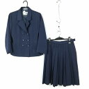 ブレザー スカート 上下2点セット 冬物 女子 学生服 中学 高校 紺 制服 中古 ランクC EY3169