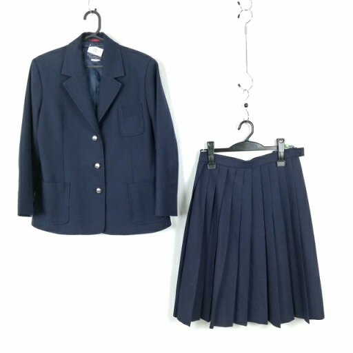 ブレザー スカート 上下2点セット 165A 冬物 女子 学生服 中学 高校 紺 制服 中古 ランクC EY3173 ブレザー スカート 上下2点セット 165A 冬物 女子 学生服 中学 高校 紺 制服 中古 ランクC EY3173
