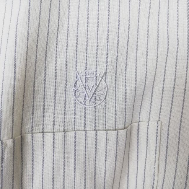 ブラウス スカート 上下2点セット L 夏物 女子 学生服 宮崎西高校 ストライプ（オフ白/グレー） 制服 中古 ランクC EY3221