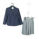 ブレザー スカート 上下2点セット 大きいサイズ 冬物 女子 学生服 中学 高校 紺 制服 中古 ランクC EY3236