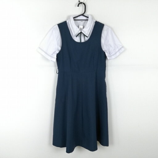 ジャンパースカート 紐タイ バスト86 ウエスト72 夏物 女子 学生服 中学 高校 花紺 制服 中古 ランクC EY3276 ジャンパースカート 紐タイ バスト86 ウエスト72 夏物 女子 学生服 中学 高校 花紺 制服 中古 ランクC EY3276