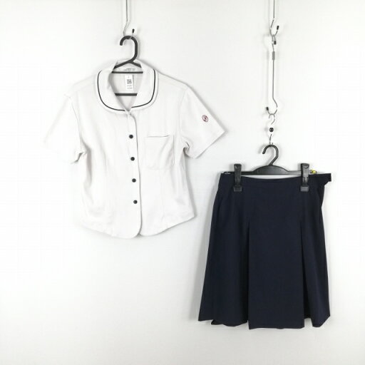 ブラウス スカート 上下2点セット L トンボ 夏物 女子 学生服 鹿児島尚志館高校 白 制服 中古 ランクC EY3292 ブラウス スカート 上下2点セット L トンボ 夏物 女子 学生服 鹿児島尚志館高校 白 制服 中古 ランクC EY3292