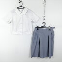 ブラウス スカート 上下2点セット L 大きいサイズ 富士ヨット 夏物 女子 学生服 中学 高校 白 制服 中古 ランクC EY3328