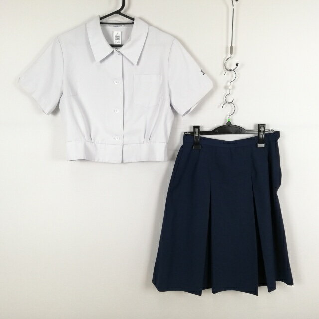 ブラウス スカート 上下2点セット 165A 大きいサイズ 夏物 女子 学生服 大分西中学 白 制服 中古 ランクC EY3421