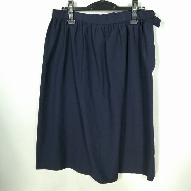 スクールスカート 大きいサイズ 夏物 w78-丈68 紺 中学 高校 プリーツ 学生服 制服 女子 中古 HK2801