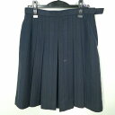 スクールスカート 大きいサイズ 冬物 w75-丈58 ストライプ 中学 高校 プリーツ 学生服 制服 女子 中古 HK6376