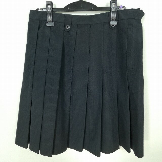 スクールスカート 大きいサイズ 夏物 w75-丈54 ストライプ 中学 高校 プリーツ 学生服 制服 女子 中古 HK6380