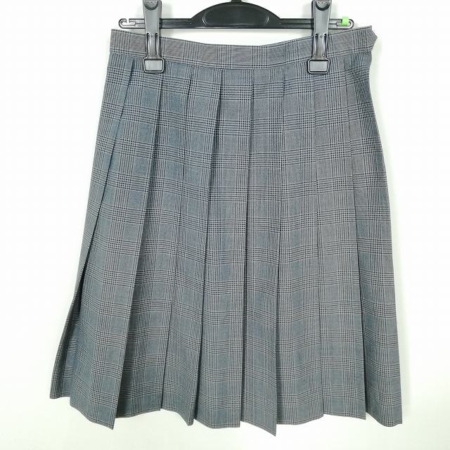 スクールスカート 夏物 w66-丈59 チェック 中学 高校 プリーツ 学生服 制服 女子 中古 HK6384