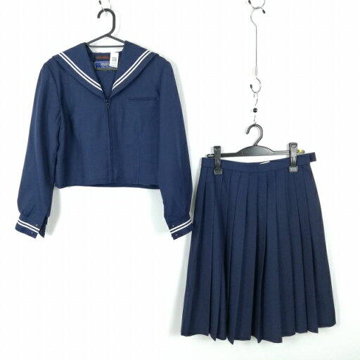 セーラー服 スカート 上下2点セット 165A 大きいサイズ 冬物 白2本線 女子 学生服 千葉小金中学 花紺 制服 中古 ランクC NA4880 セーラー服 スカート 上下2点セット 165A 大きいサイズ 冬物 白2本線 女子 学生服 千葉小金中学 花紺 制服 中古 ランクC NA4880