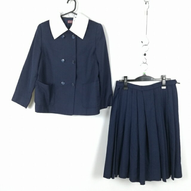 ジャケット スカート 上下2点セット 150A 冬物 女子 学生服 中学 高校 紺 制服 中古 ランクC NA5947