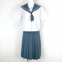 セーラー服 スカート 上下2点セット 大きいサイズ 特大 カンコー 夏物 白1本線 女子 学生服 鹿児島和田中学 白 中古 ランクC EY0785