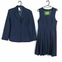 ブレザー ジャンパースカート 上下2点セット 大きいサイズ カンコー 冬物 女子 学生服 中学 高校 紺 制服 中古 ランクC EY3503