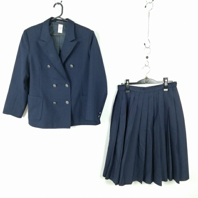 ブレザー スカート 上下2点セット 大きいサイズ 冬物 女子 学生服 東京日野第四中学 紺 制服 中古 ランクC EY3511