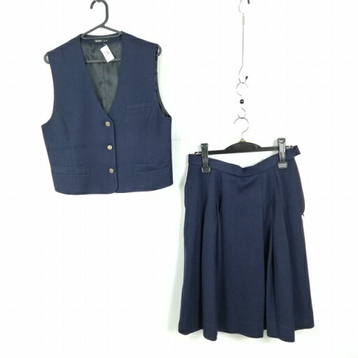 ベスト スカート 上下2点セット 冬物 女子 学生服 中学 高校 制服 中古 ランクC EY3514 ベスト スカート 上下2点セット 冬物 女子 学生服 中学 高校 制服 中古 ランクC EY3514