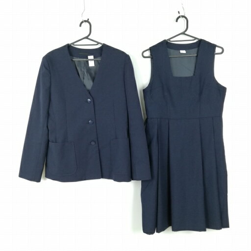 イートン ジャンパースカート 上下2点セット 大きいサイズ 冬物 女子 学生服 中学 高校 紺 制服 中古 ランクC EY3515 イートン ジャンパースカート 上下2点セット 大きいサイズ 冬物 女子 学生服 中学 高校 紺 制服 中古 ランクC EY3515