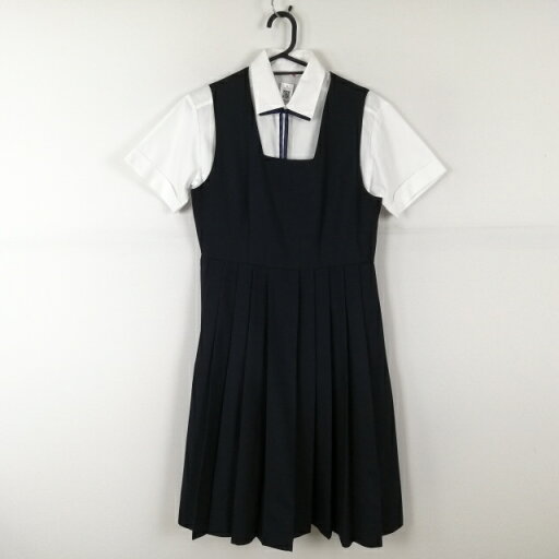 ジャンパースカート 紐タイ バスト90 ウエスト76 冬物 女子 学生服 中学 高校 紺 制服 中古 ランクC EY3657 ジャンパースカート 紐タイ バスト90 ウエスト76 冬物 女子 学生服 中学 高校 紺 制服 中古 ランクC EY3657