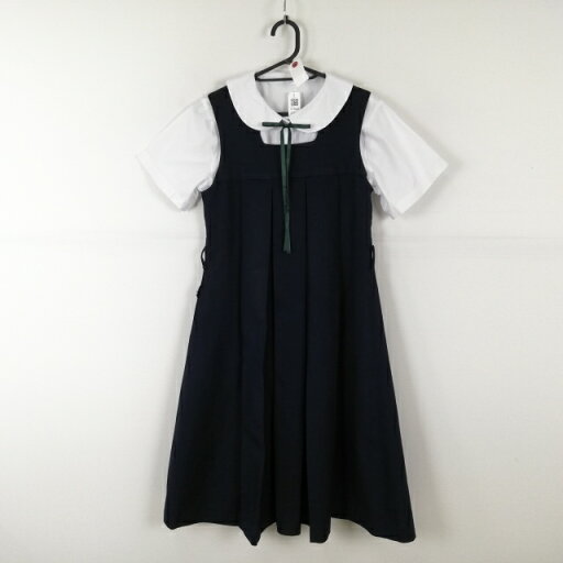 ジャンパースカート 紐タイ バスト82 冬物 女子 学生服 中学 高校 紺 制服 中古 ランクC EY3660 ジャンパースカート 紐タイ バスト82 冬物 女子 学生服 中学 高校 紺 制服 中古 ランクC EY3660