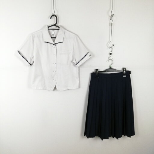 ブラウス スカート 上下2点セット L 大きいサイズ 夏物 女子 学生服 中学 高校 白 制服 中古 ランクC EY3726 ブラウス スカート 上下2点セット L 大きいサイズ 夏物 女子 学生服 中学 高校 白 制服 中古 ランクC EY3726
