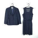 ブレザー ジャンパースカート 上下2点セット 170A 大きいサイズ 冬物 女子 学生服 中学 高校 紺 制服 中古 ランクC EY3801