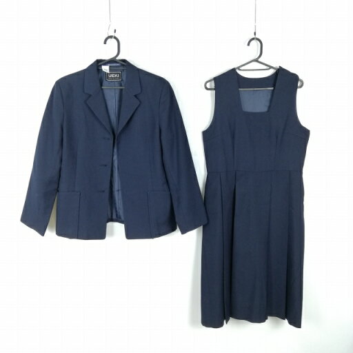 ブレザー ジャンパースカート 上下2点セット 冬物 女子 学生服 中学 高校 紺 制服 中古 ランクC EY3802 ブレザー ジャンパースカート 上下2点セット 冬物 女子 学生服 中学 高校 紺 制服 中古 ランクC EY3802