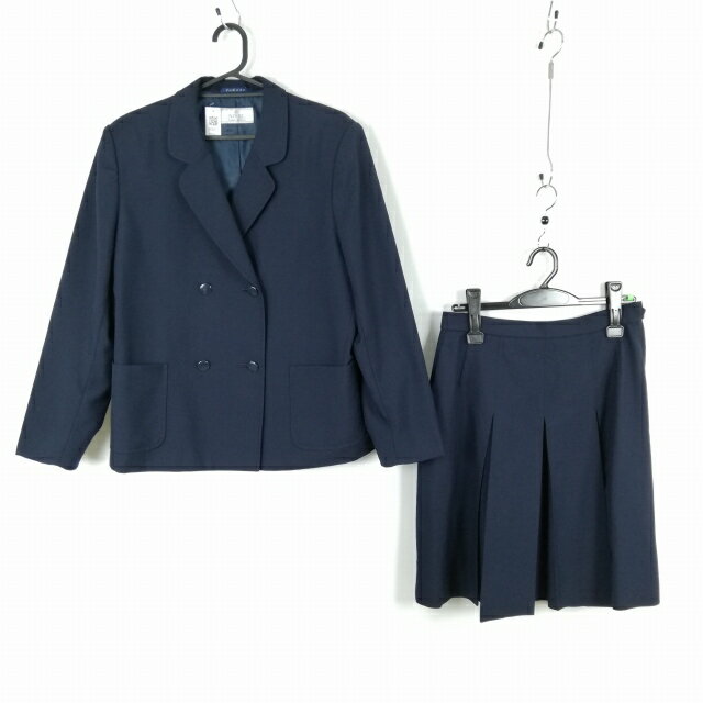 ブレザー スカート 上下2点セット 大きいサイズ 冬物 女子 学生服 中学 高校 紺 制服 中古 ランクC EY3823