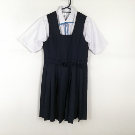 ジャンパースカート 紐タイ バスト84 ウエスト78 トンボ 冬物 女子 学生服 中学 高校 紺 制服 中古 ランクC EY3912 ジャンパースカート 紐タイ バスト84 ウエスト78 トンボ 冬物 女子 学生服 中学 高校 紺 制服 中古 ランクC EY3912