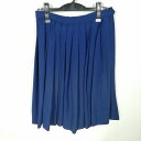 スクールスカート 冬物 w63-丈59 花紺 中学 高校 プリーツ 学生服 制服 女子 中古 HK1489