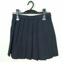 スクールスカート 冬物 w60-丈39 紺 中学 高校 マイクロミニ プリーツ 学生服 制服 女子 中古 HK2934