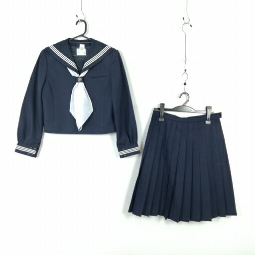 セーラー服 スカート スカーフ 上下3点セット 160A カンコー 冬物 白3本線 女子 学生服 中学 高校 紺 制服 中古 ランクC NA3185 セーラー服 スカート スカーフ 上下3点セット 160A カンコー 冬物 白3本線 女子 学生服 中学 高校 紺 制服 中古 ランクC NA3185