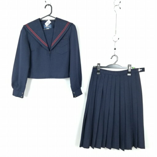 セーラー服 スカート 上下2点セット 155A 冬物 赤2本線 女子 学生服 中学 高校 紺 制服 中古 ランクC NA4885 セーラー服 スカート 上下2点セット 155A 冬物 赤2本線 女子 学生服 中学 高校 紺 制服 中古 ランクC NA4885
