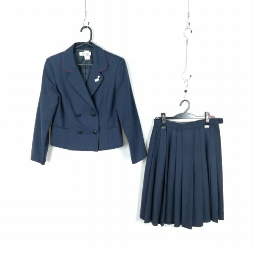 ブレザー スカート 上下2点セット 指定 冬物 女子 学生服 熊本商業高校 紺 制服 中古 ランクC NA6498 ブレザー スカート 上下2点セット 指定 冬物 女子 学生服 熊本商業高校 紺 制服 中古 ランクC NA6498