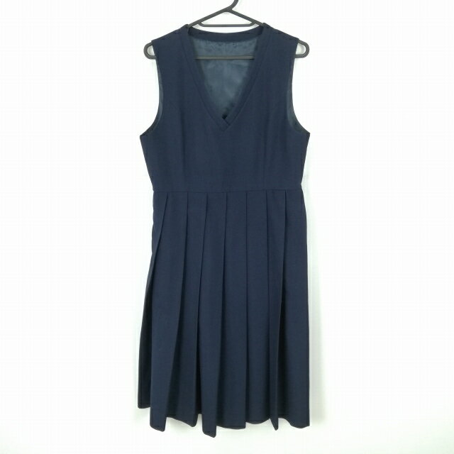 ジャンパースカート バスト90 ウエスト72 冬物 女子 学生服 中学 高校 紺 制服 中古 ランクC NA7644