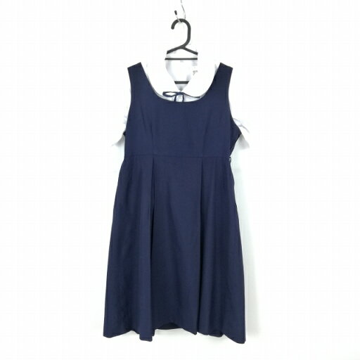 ジャンパースカート 紐タイ バスト86 ウエスト76 夏物 女子 学生服 中学 高校 紺 制服 中古 ランクC NA7845 ジャンパースカート 紐タイ バスト86 ウエスト76 夏物 女子 学生服 中学 高校 紺 制服 中古 ランクC NA7845