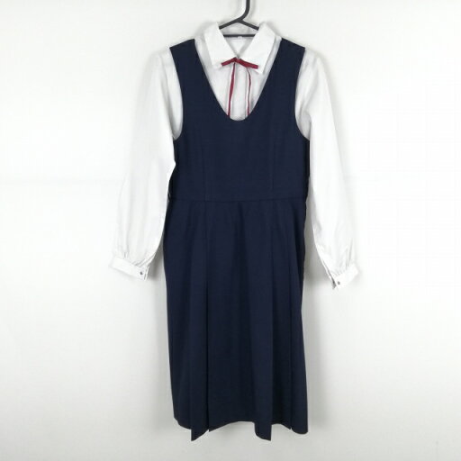 ジャンパースカート 紐タイ 160A バスト88 ウエスト76 冬物 女子 学生服 中学 高校 紺 制服 中古 ランクC NA7884 ジャンパースカート 紐タイ 160A バスト88 ウエスト76 冬物 女子 学生服 中学 高校 紺 制服 中古 ランクC NA7884