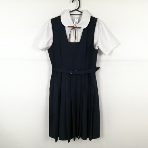ジャンパースカート 紐タイ 165A バスト88 ウエスト72 冬物 女子 学生服 中学 高校 紺 制服 中古 ランクC NA8985 ジャンパースカート 紐タイ 165A バスト88 ウエスト72 冬物 女子 学生服 中学 高校 紺 制服 中古 ランクC NA8985