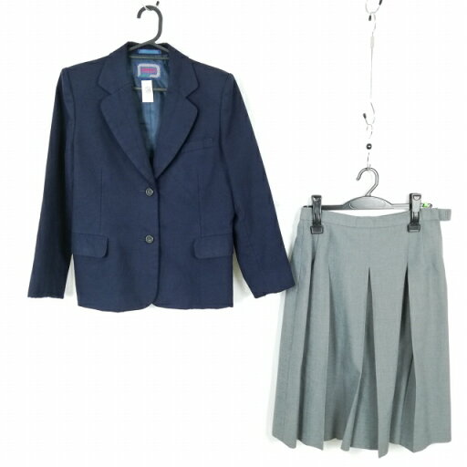 ブレザー スカート 上下2点セット 冬物 女子 学生服 中学 高校 紺 制服 中古 ランクC NA9671 ブレザー スカート 上下2点セット 冬物 女子 学生服 中学 高校 紺 制服 中古 ランクC NA9671