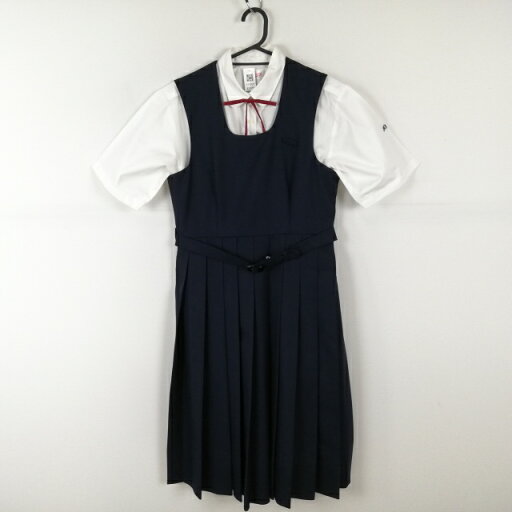 ジャンパースカート 紐タイ バスト90 ウエスト74 冬物 女子 学生服 中学 高校 紺 制服 中古 ランクB EY3959 ジャンパースカート 紐タイ バスト90 ウエスト74 冬物 女子 学生服 中学 高校 紺 制服 中古 ランクB EY3959