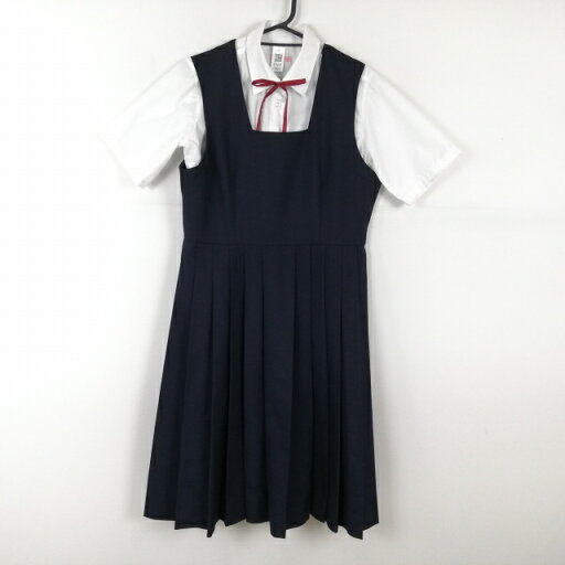 ジャンパースカート 紐タイ バスト96 ウエスト80 冬物 女子 学生服 中学 高校 紺 制服 中古 ランクC EY4229 ジャンパースカート 紐タイ バスト96 ウエスト80 冬物 女子 学生服 中学 高校 紺 制服 中古 ランクC EY4229
