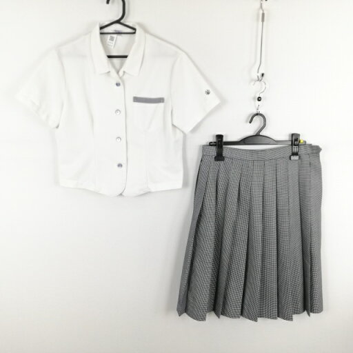 ブラウス チェックスカート 上下2点セット 大きいサイズ 夏物 女子 学生服 佐賀致遠館高校 白 制服 中古 ランクC EY4237 ブラウス チェックスカート 上下2点セット 大きいサイズ 夏物 女子 学生服 佐賀致遠館高校 白 制服 中古 ランクC EY4237