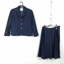 ブレザー スカート 上下2点セット 大きいサイズ 冬物 女子 学生服 中学 高校 紺 制服 中古 ランクC EY4254